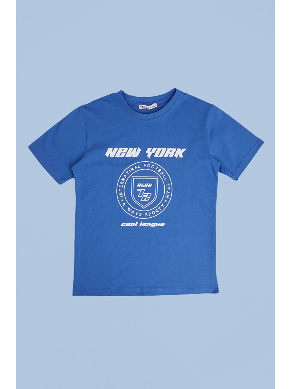 Mavi %100 Pamuk New York Yazı Baskılı Erkek Çocuk Tişört
