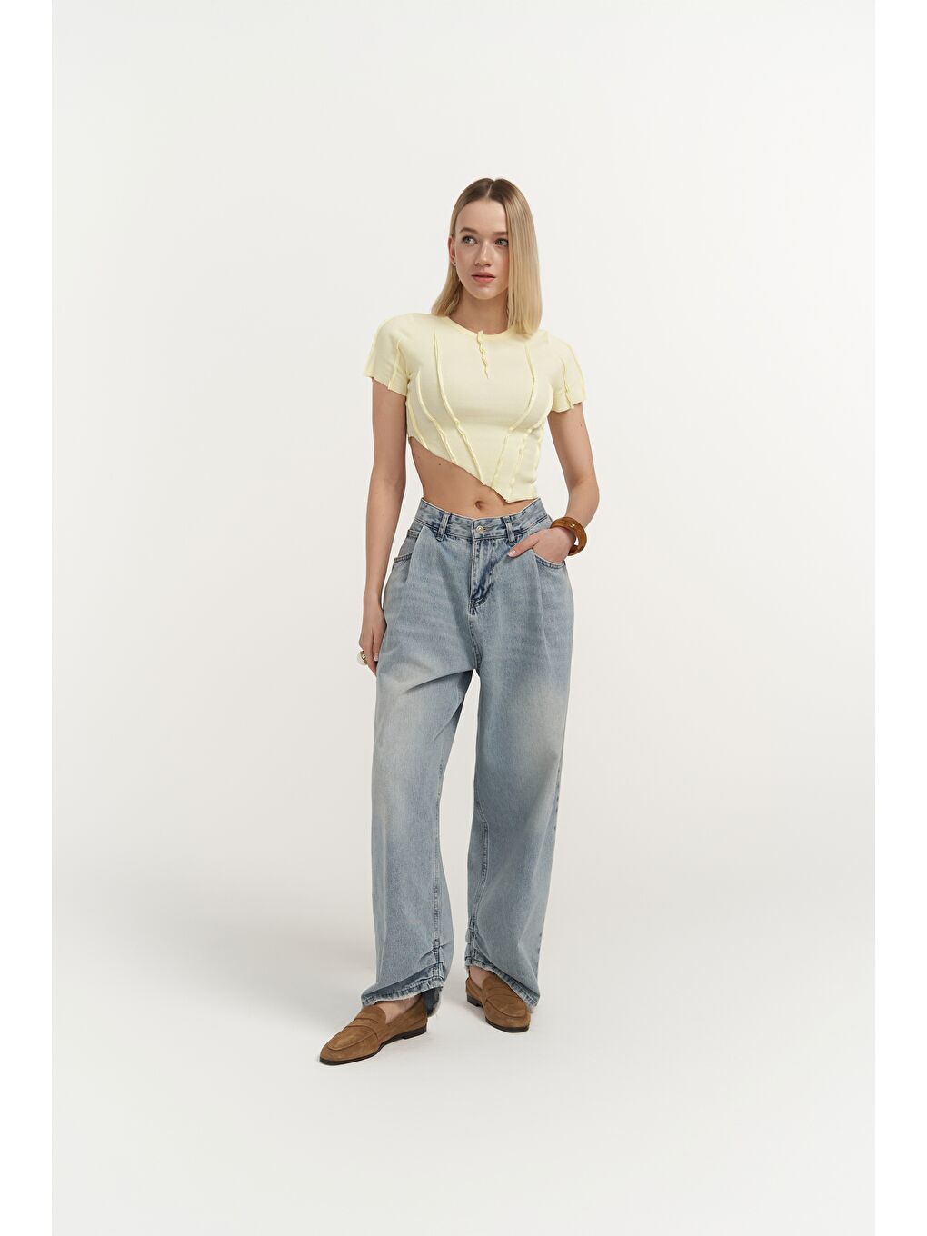 Cyrus Pile Detay Mavi Jean Pantolon-2