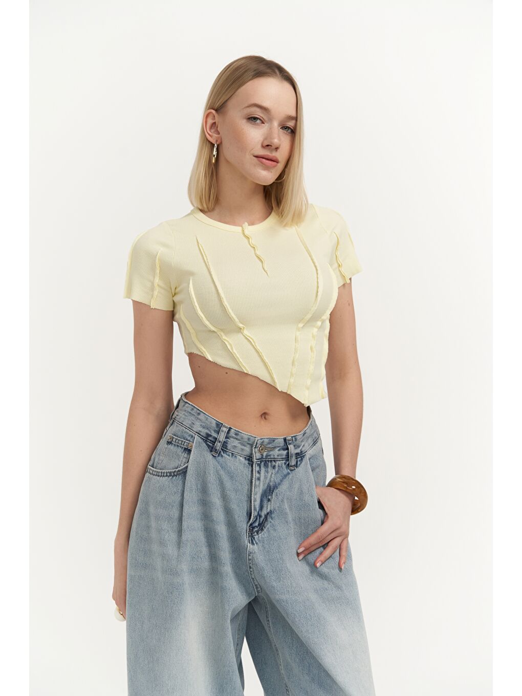 Cyrus Pile Detay Mavi Jean Pantolon-4