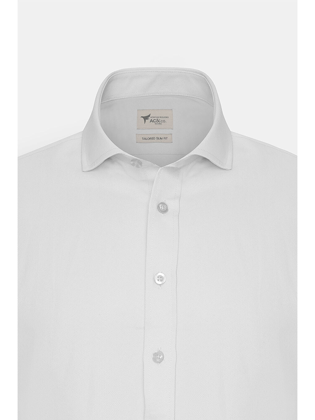 Erkek Beyaz Kolay Ütülenebilir Slim Fit Dar Kesim İtalyan Yaka Armürlü Basic Gömlek-6