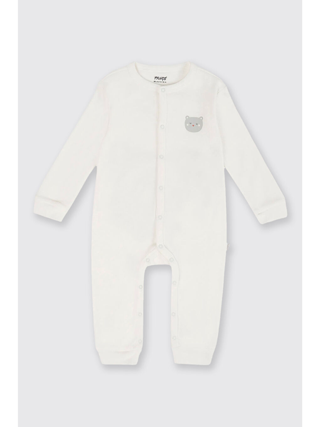 Yenidoğan Ayıcık Detaylı Aplikeli Ekru Tulum