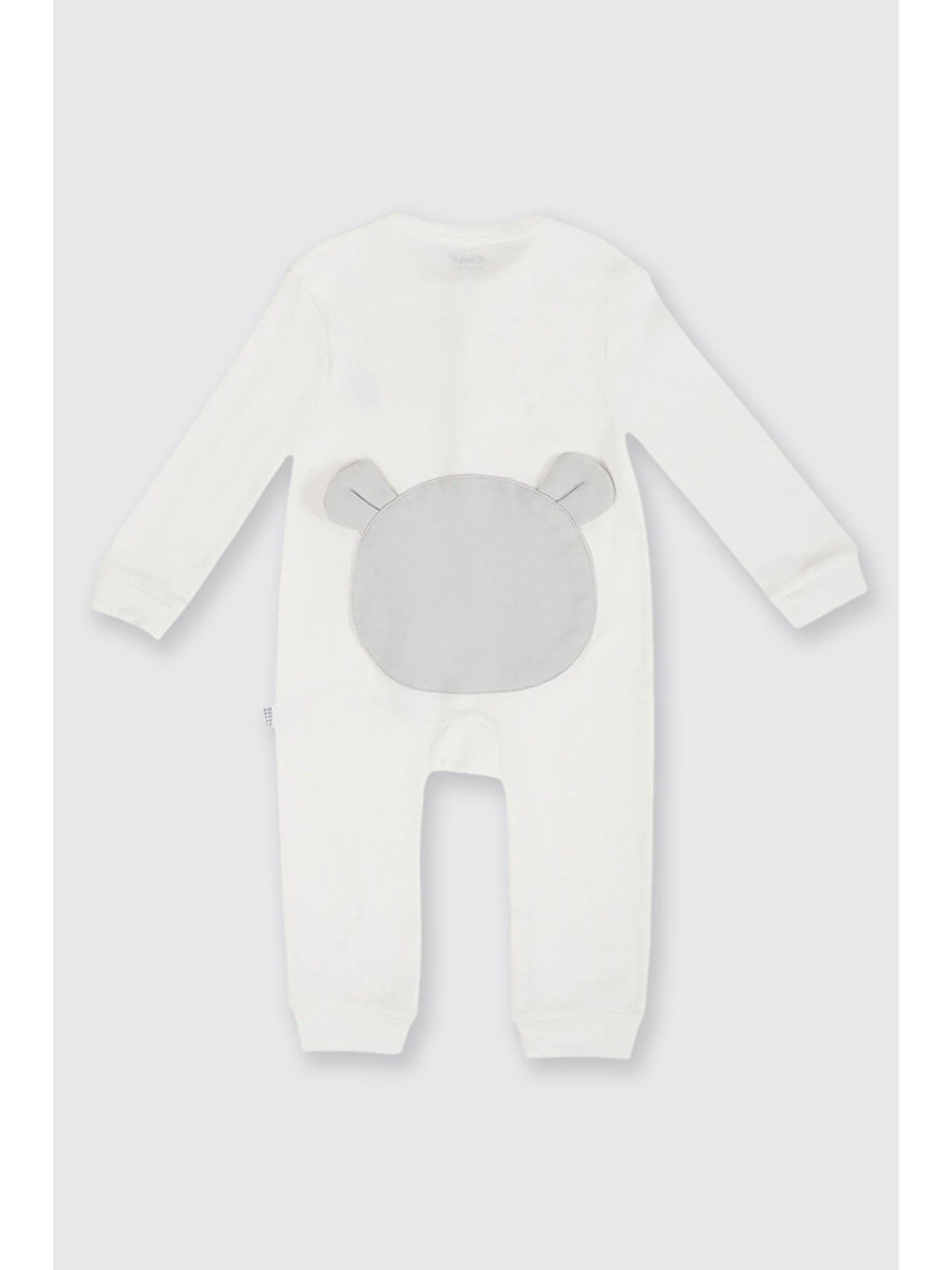 Yenidoğan Ayıcık Detaylı Aplikeli Ekru Tulum-1