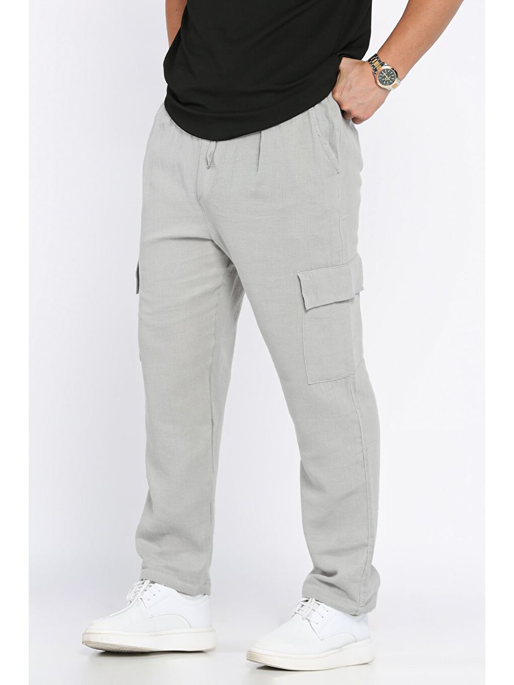 Gri Kargo Cepli Erkek Pantolon-1