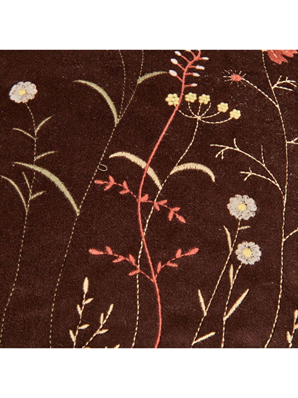Soft Flora Kadife Kırlent - Kahverengi - 43x43 cm-2