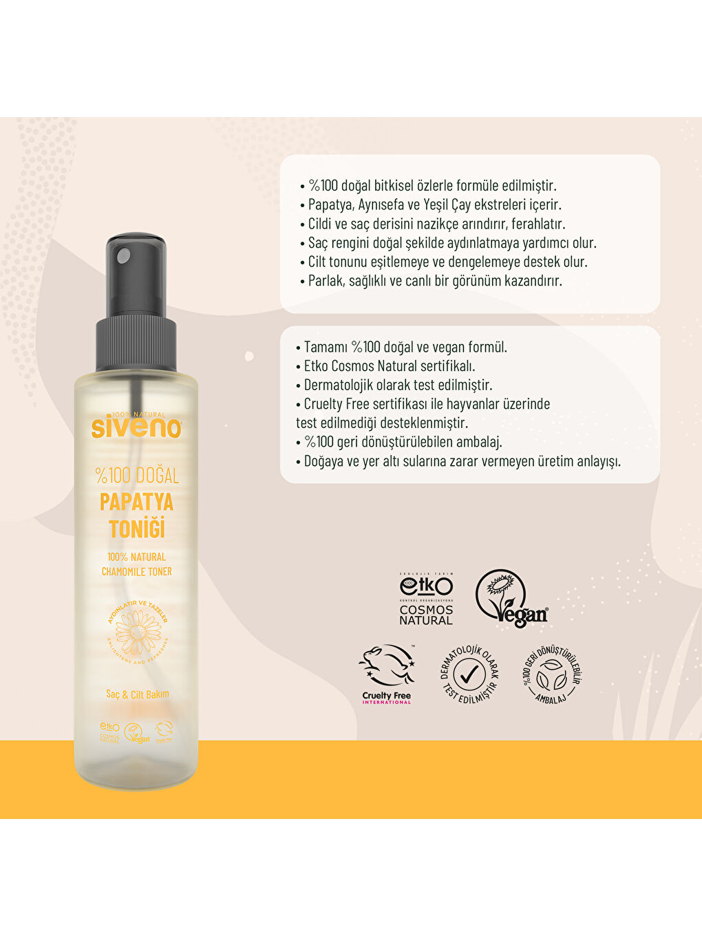 %100 Doğal Papatya Suyu Aydınaltma Etkili Arındırıcı Rahatlatıcı Saç ve Cilt Toniği 150 ml-6