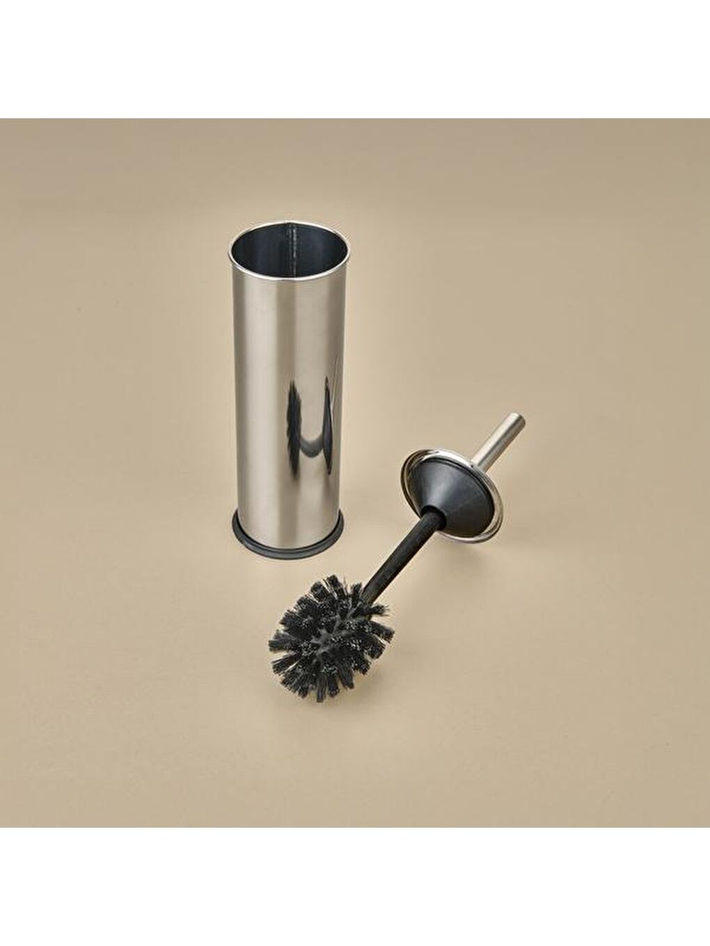 Ekru Bath Akıllı Kapaklı Tuvalet Fırçası - Krom - 36 cm-3