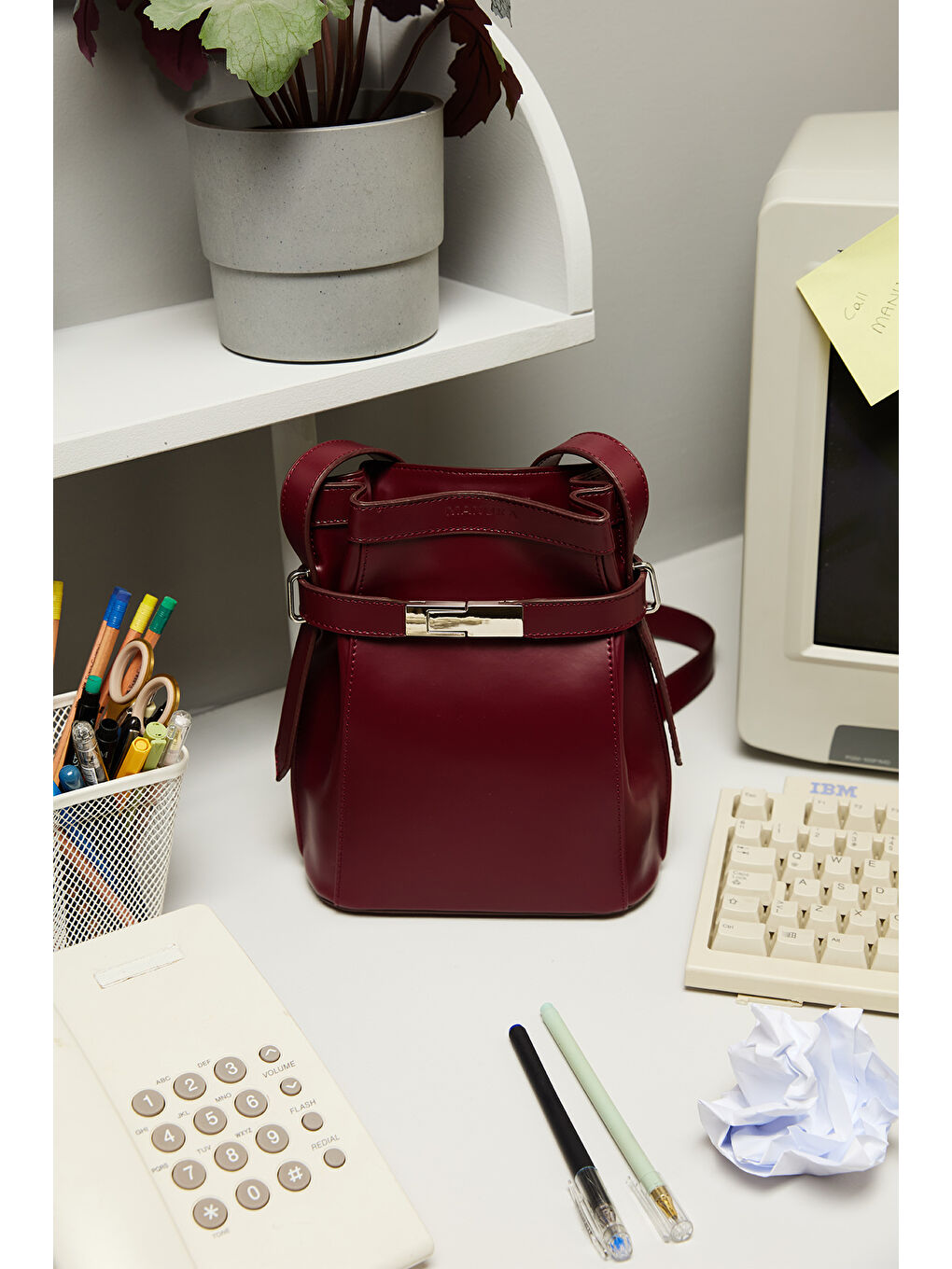 Mılo Deri Baget Çanta Bordo-2