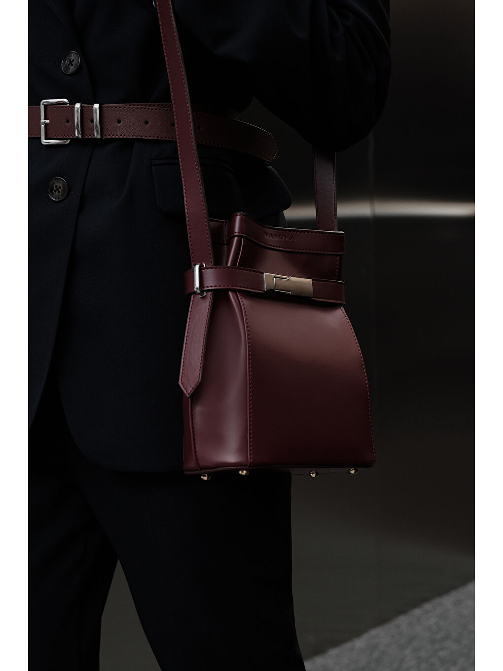 Mılo Deri Baget Çanta Bordo-3