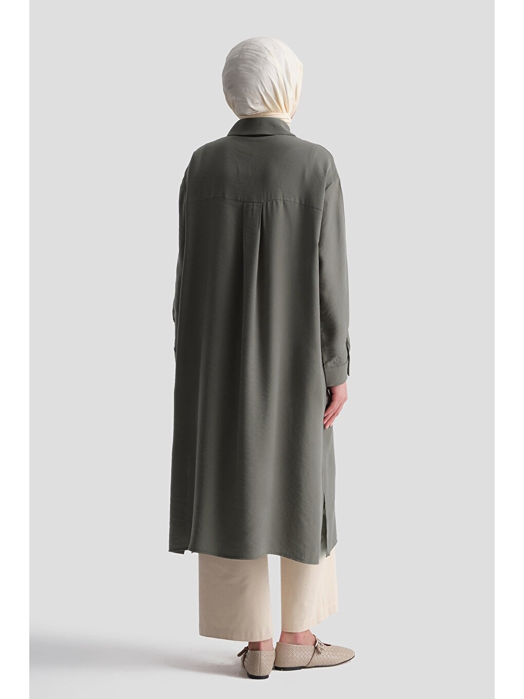 Nakışlı Tunik Elbise Haki-7