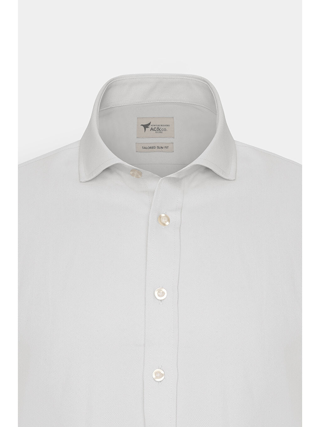 Erkek Beyaz Kolay Ütülenebilen Pamuklu Slim Fit Dar Kesim İtalyan Yaka Armürlü Basic Gömlek-6