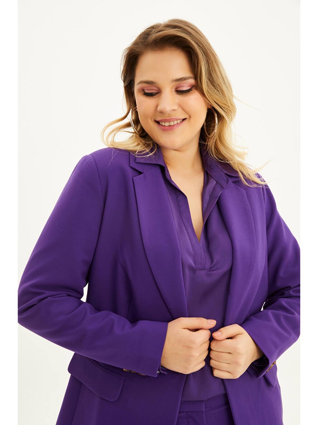 Mylinemoda Mor Astarlı Blazer Ceket - 1