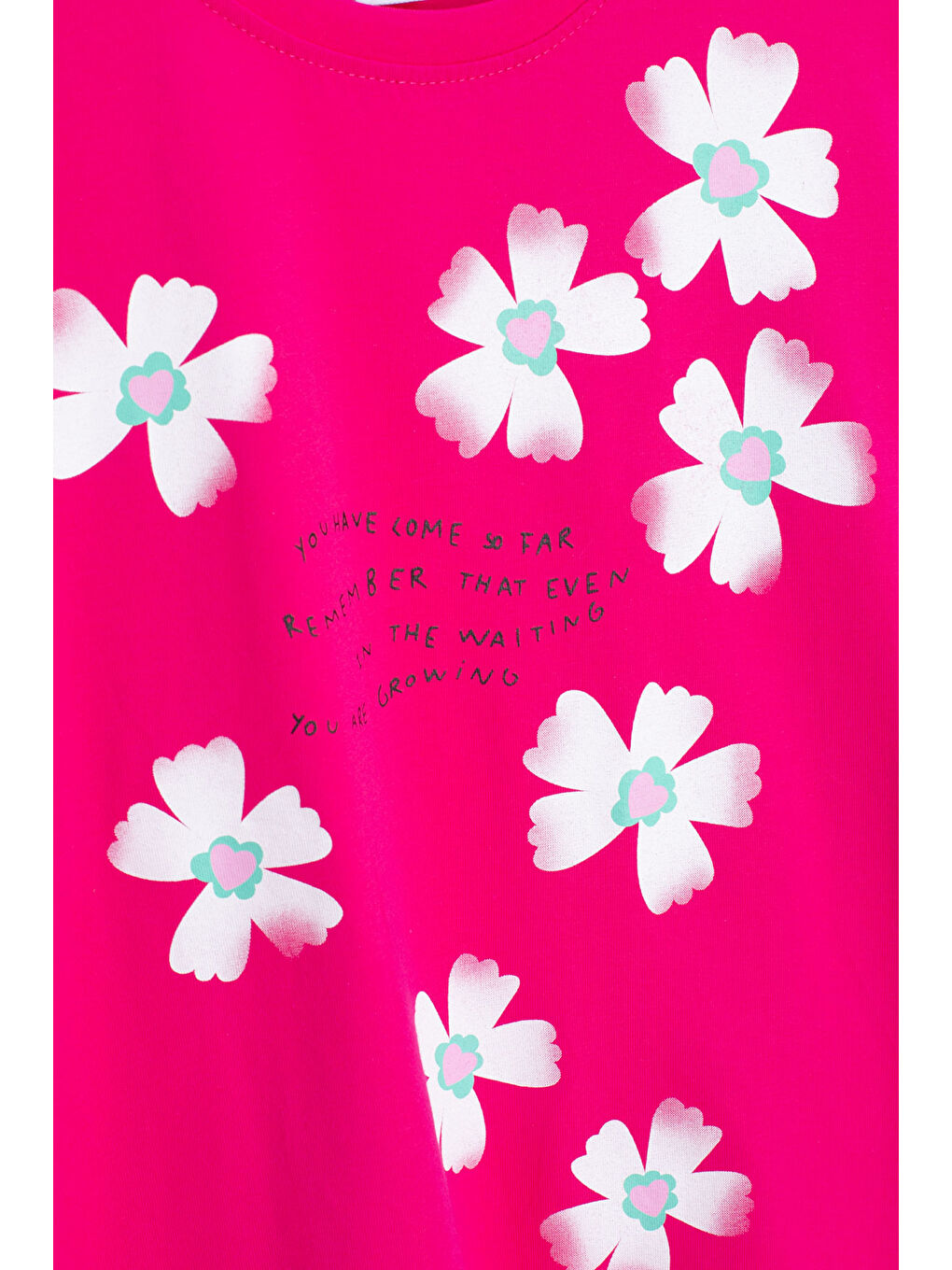 Fuşya Çiçek Desenli Fırfır Detaylı Kız Çocuk Şortlu Takım 20599-1