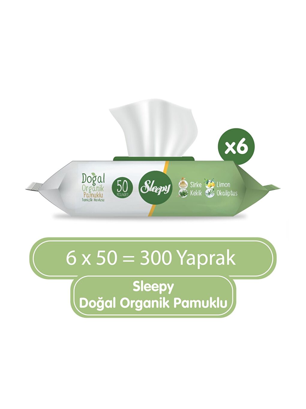 Doğal Organik Pamuklu Temizlik Havlusu 6X50 (300 Yaprak)