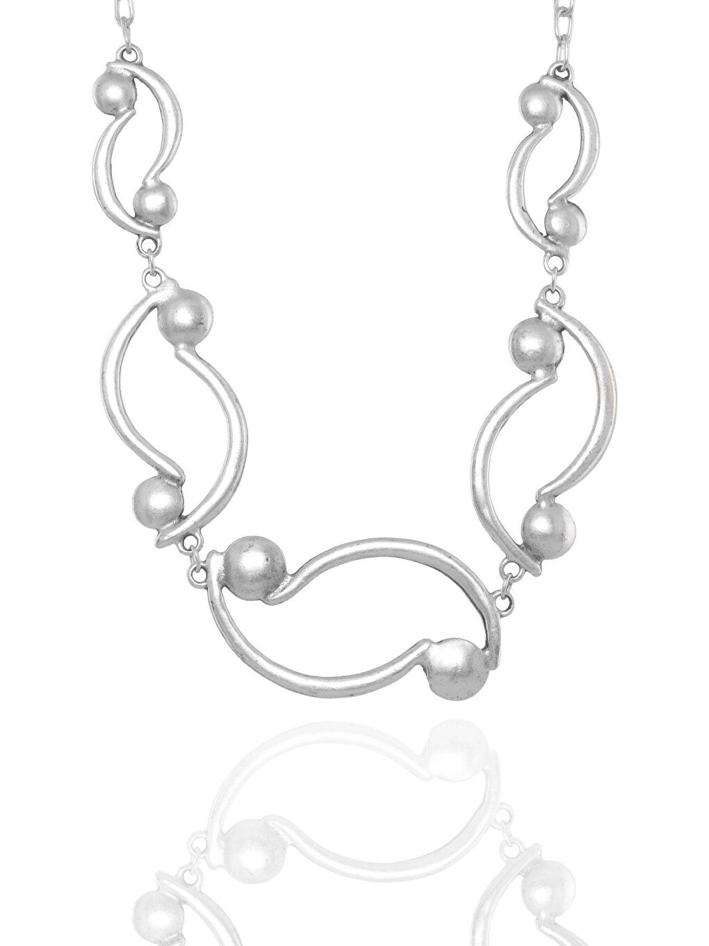 Gri Kadın Antik Gümüş Kaplama Bohem Kolye-1