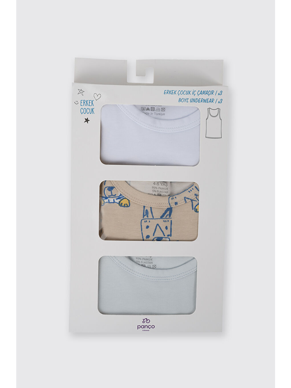 Karışık Erkek Çocuk 3'lü Atlet Seti-2