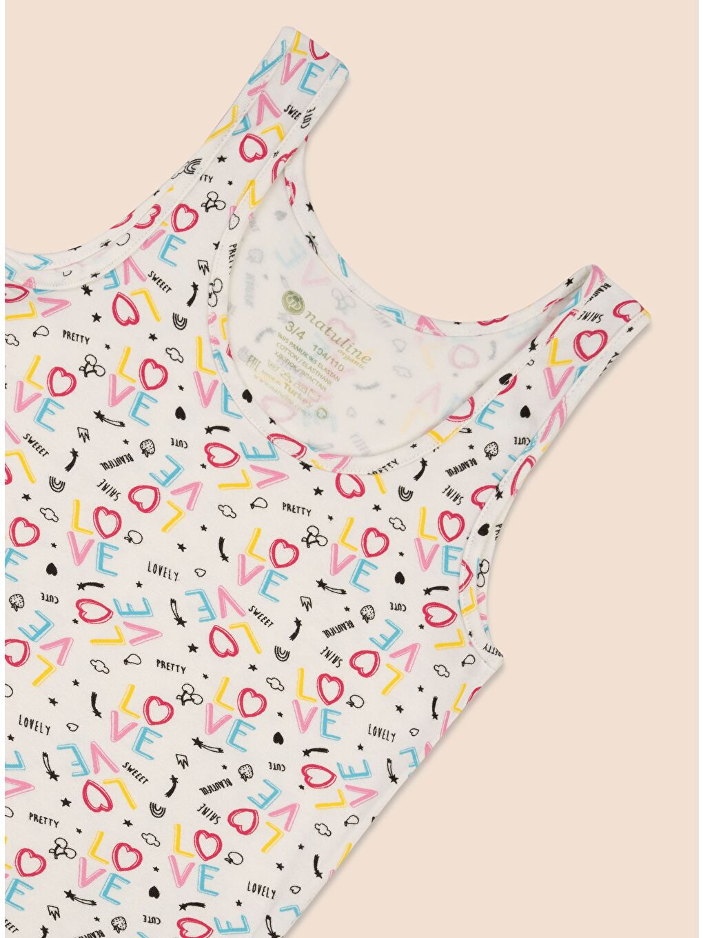 Pembe Kız Çocuk Organik Pamuklu Elastanlı Atlet Empirme Love 3 lü Paket-2