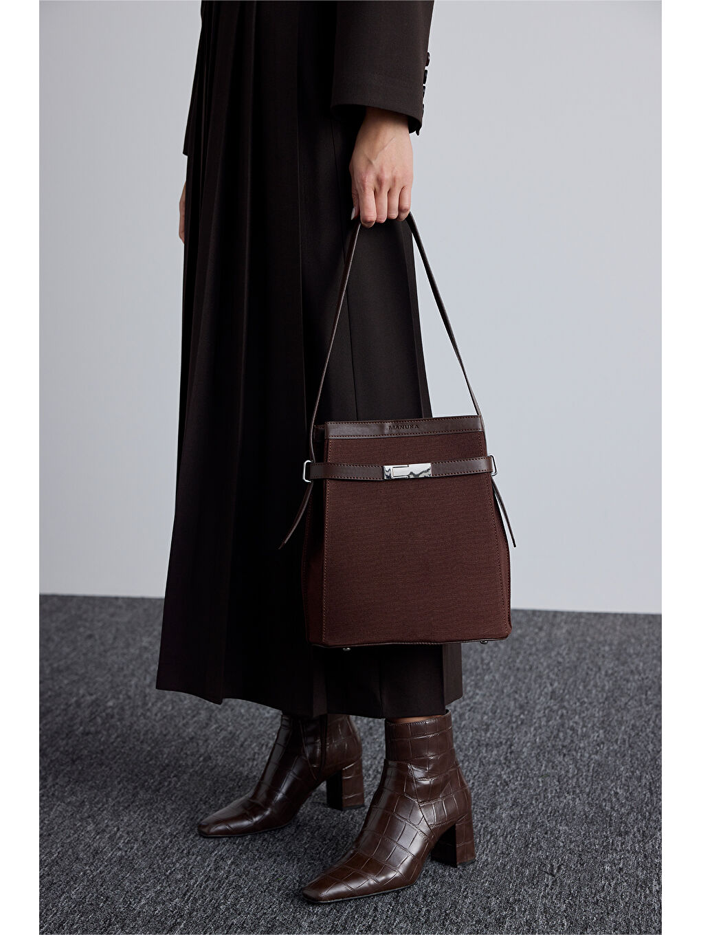 Mılo Kanvas Baget Çanta Kahverengi-1