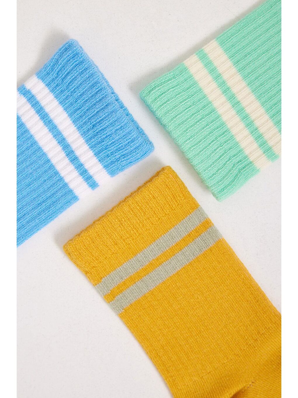 Karışık 3'Lü Paket Erkek Çocuk Şeritli Soket Çorap-1
