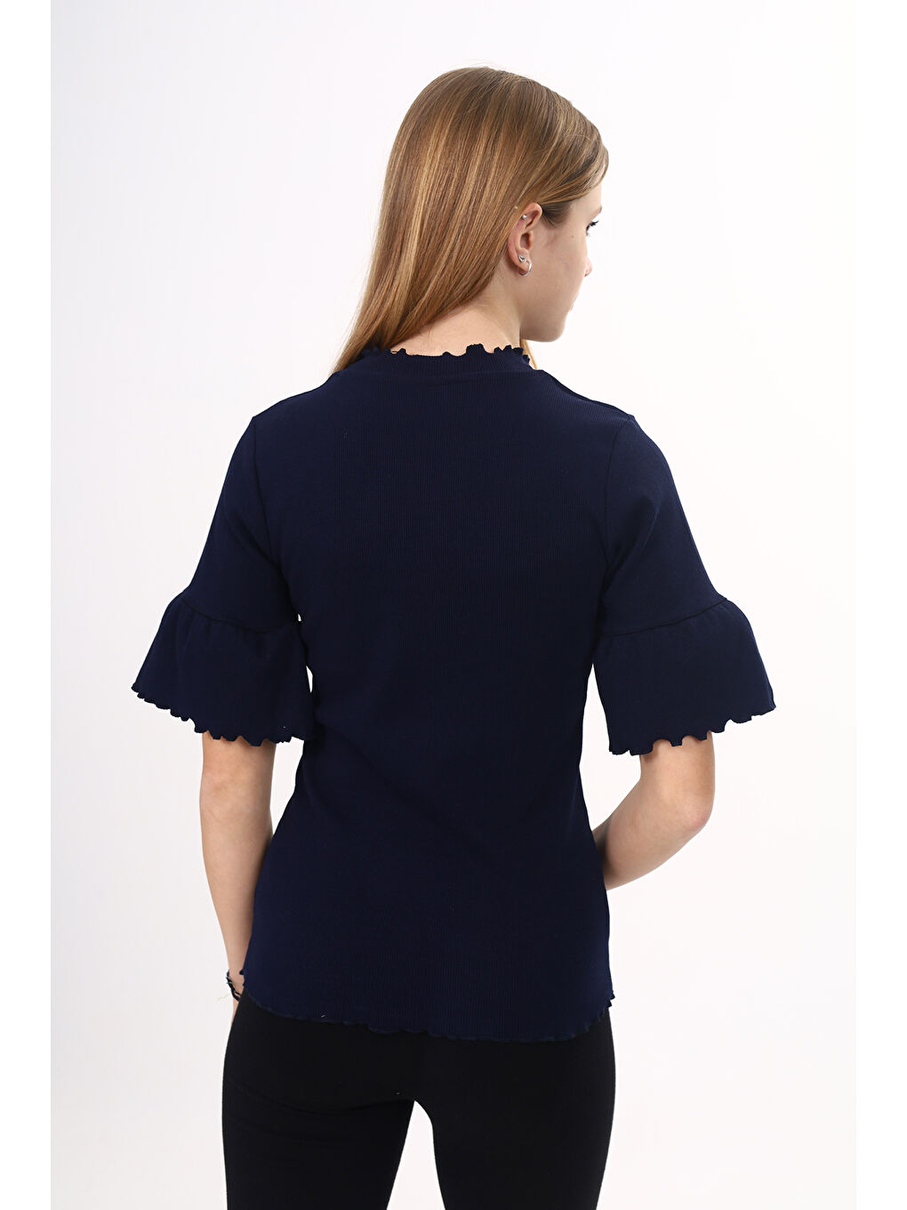 Lacivert Kız Çocuk Okul Tişört-4