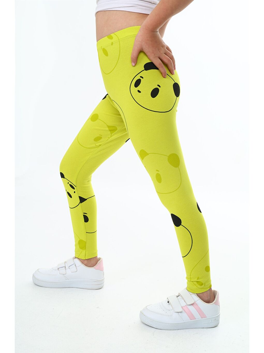 Yeşil Kız Çocuk Baskılı Tayt-4