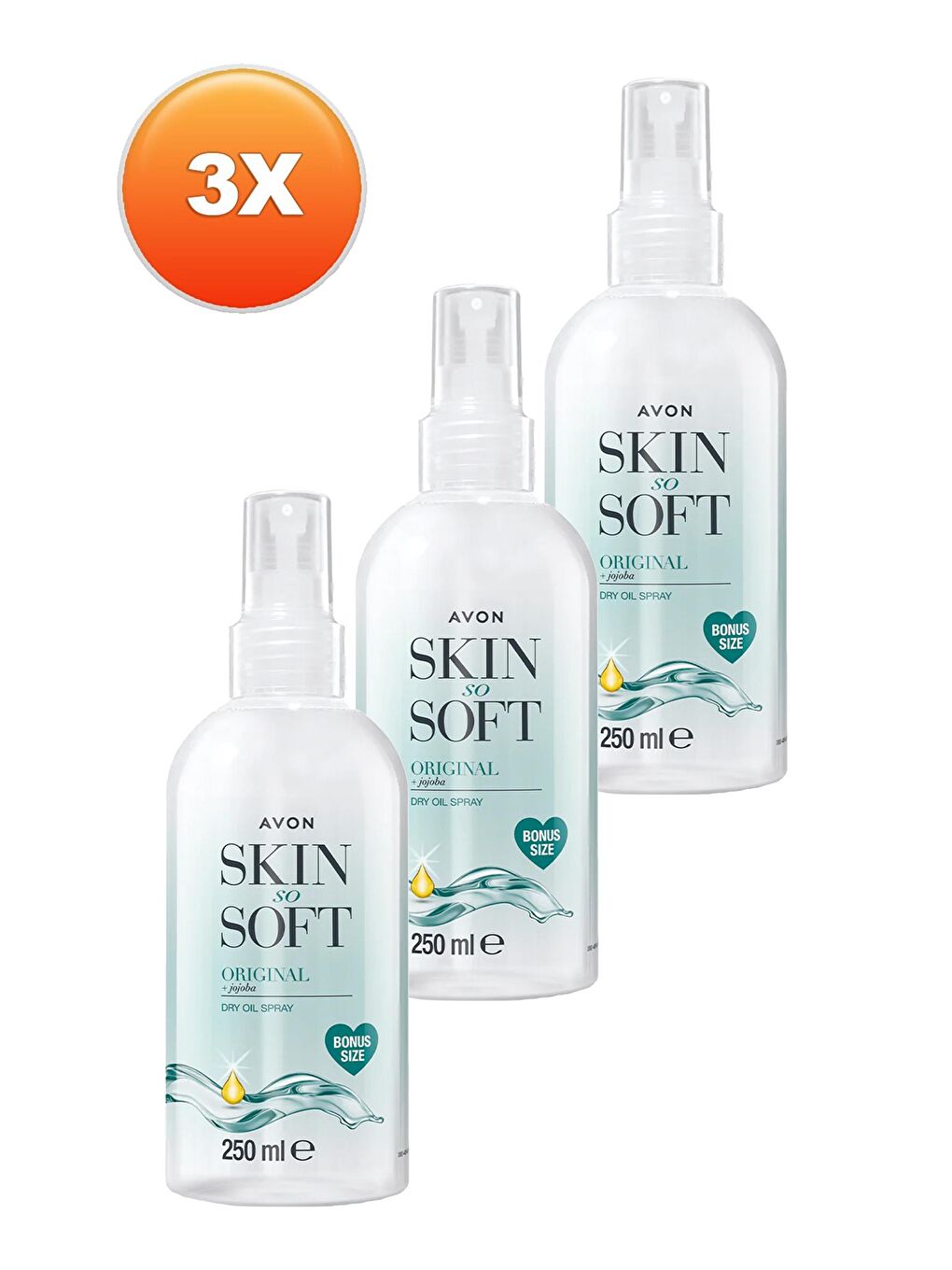 AVON Skin So Soft Orijinal Kuru Yağ Vücut Spreyi 250 ml 3'lü Set - 1