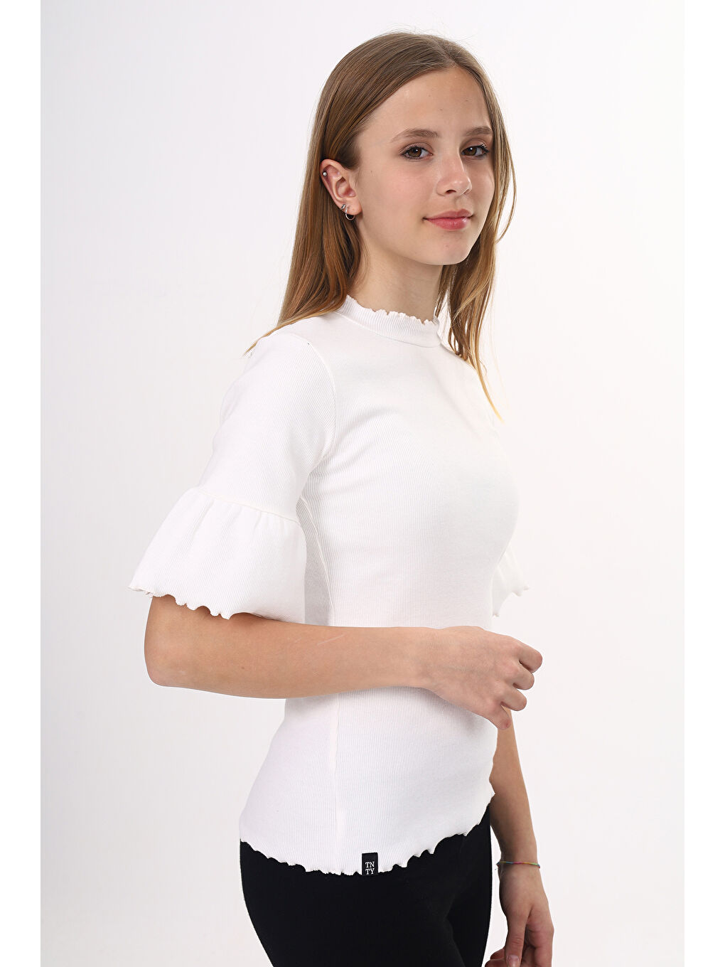 Ekru Kız Çocuk Okul Tişört-2