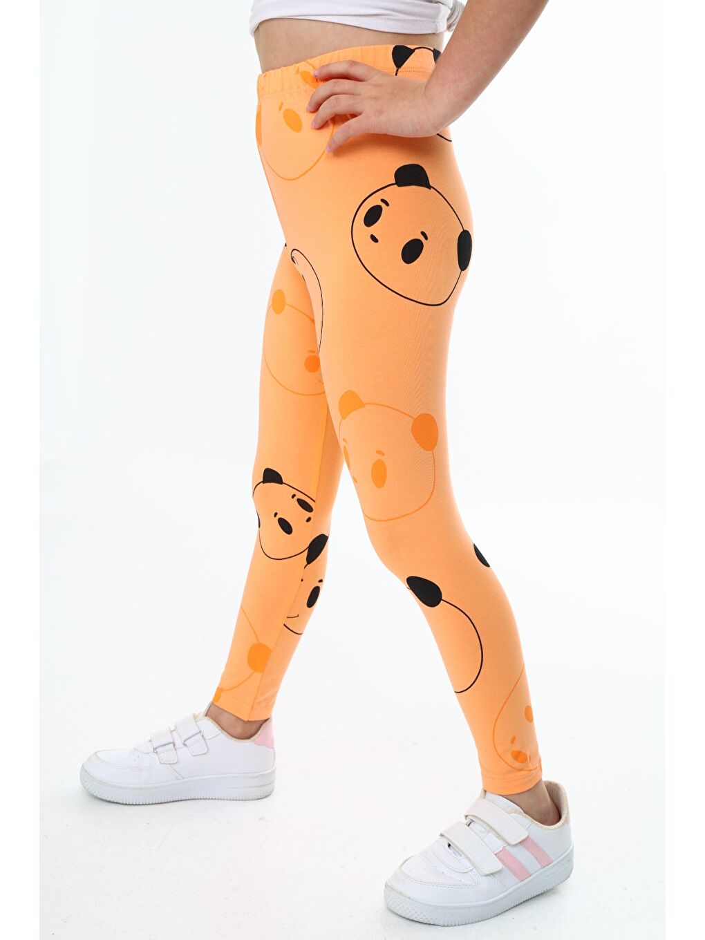 Turuncu Kız Çocuk Baskılı Tayt