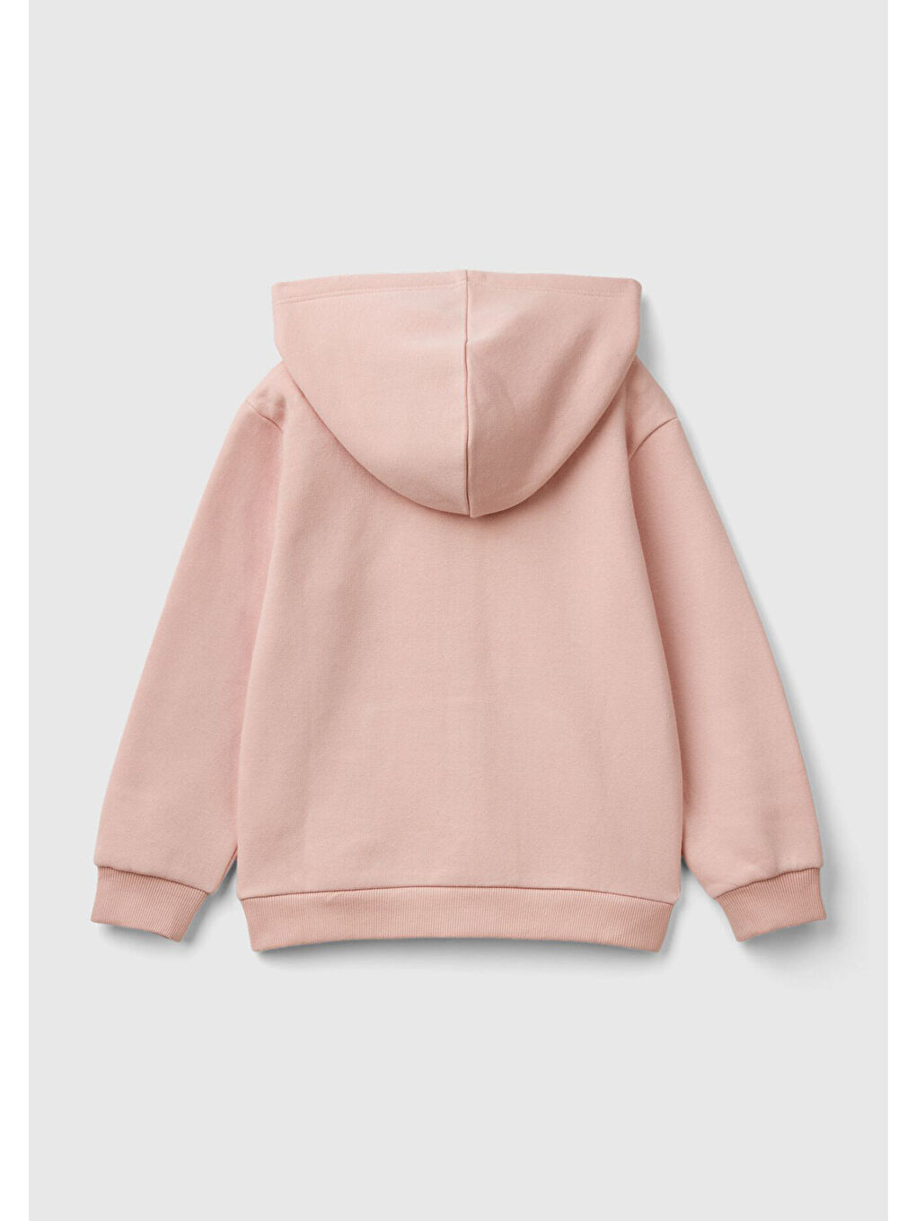 United Colors Of Benetton Kız Çocuk Toz Pembe Pamuk Karışımlı Fermuarlı Kapüşonlu Logolu Sweatshirt - 1