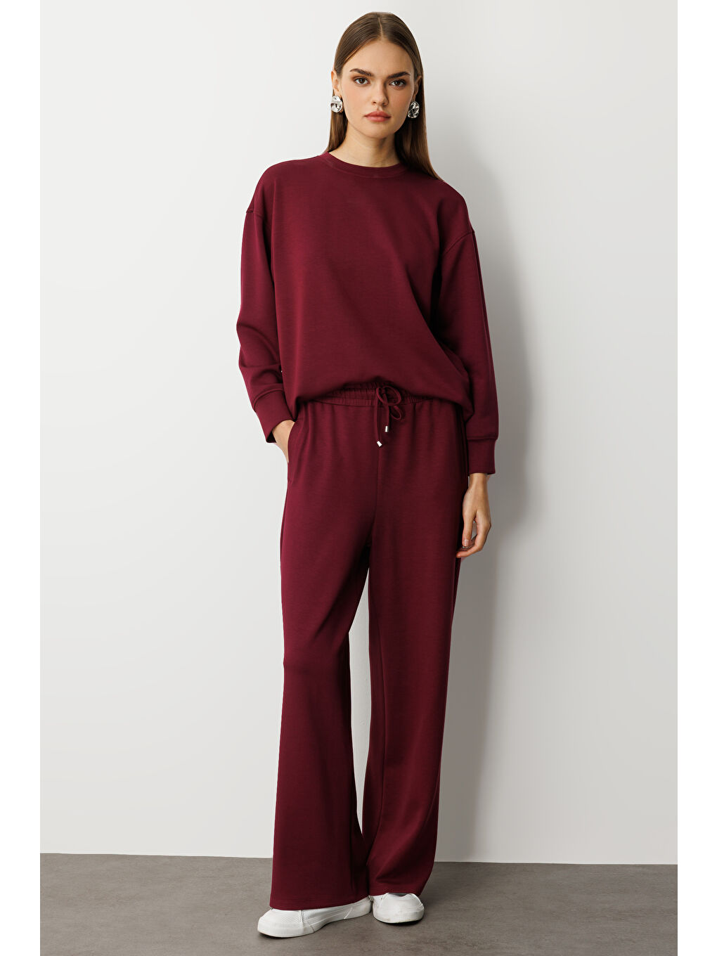 Beli Lastikli Yumuşak Dokulu Mürdüm Jogger Pantolon