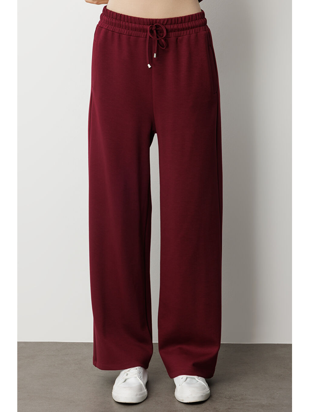 Beli Lastikli Yumuşak Dokulu Mürdüm Jogger Pantolon-2