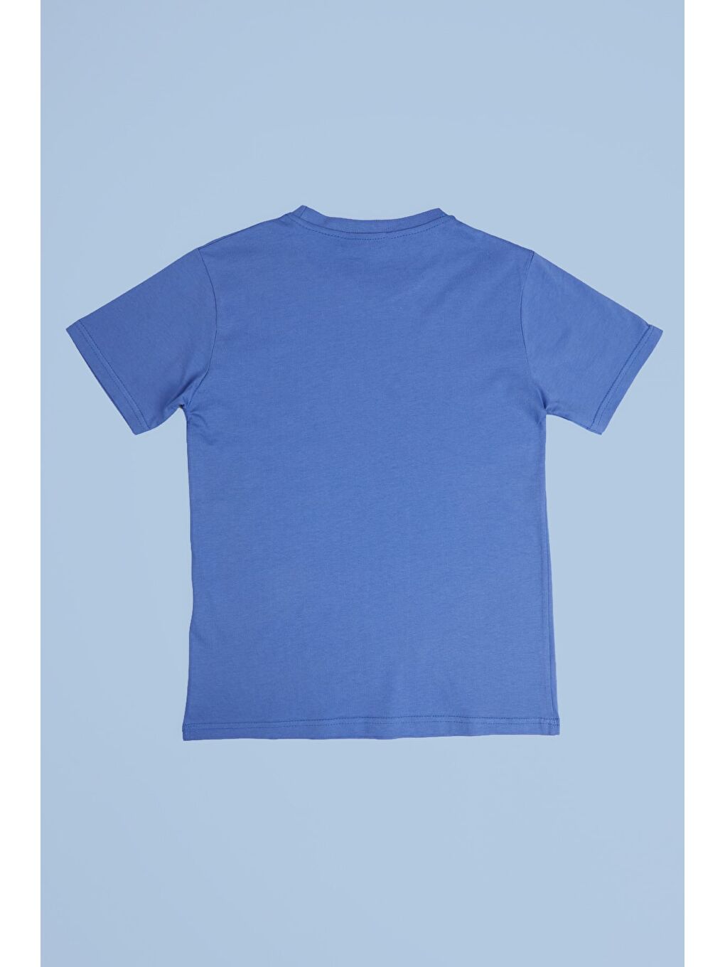 Mavi %100 Pamuk Baskılı Erkek Çocuk Oversize Tişört-1