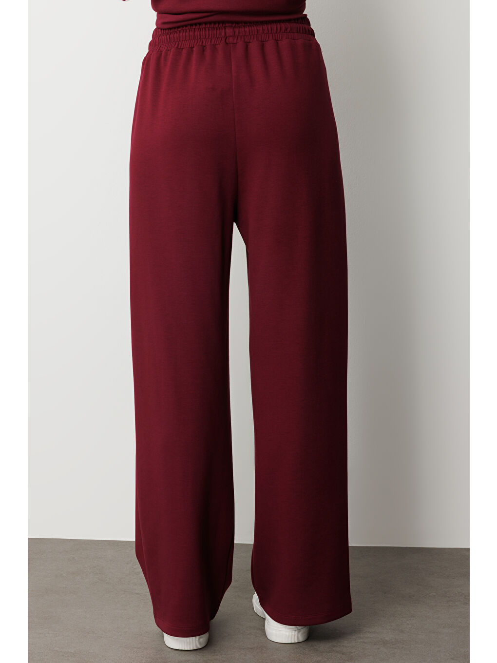 Beli Lastikli Yumuşak Dokulu Mürdüm Jogger Pantolon-5