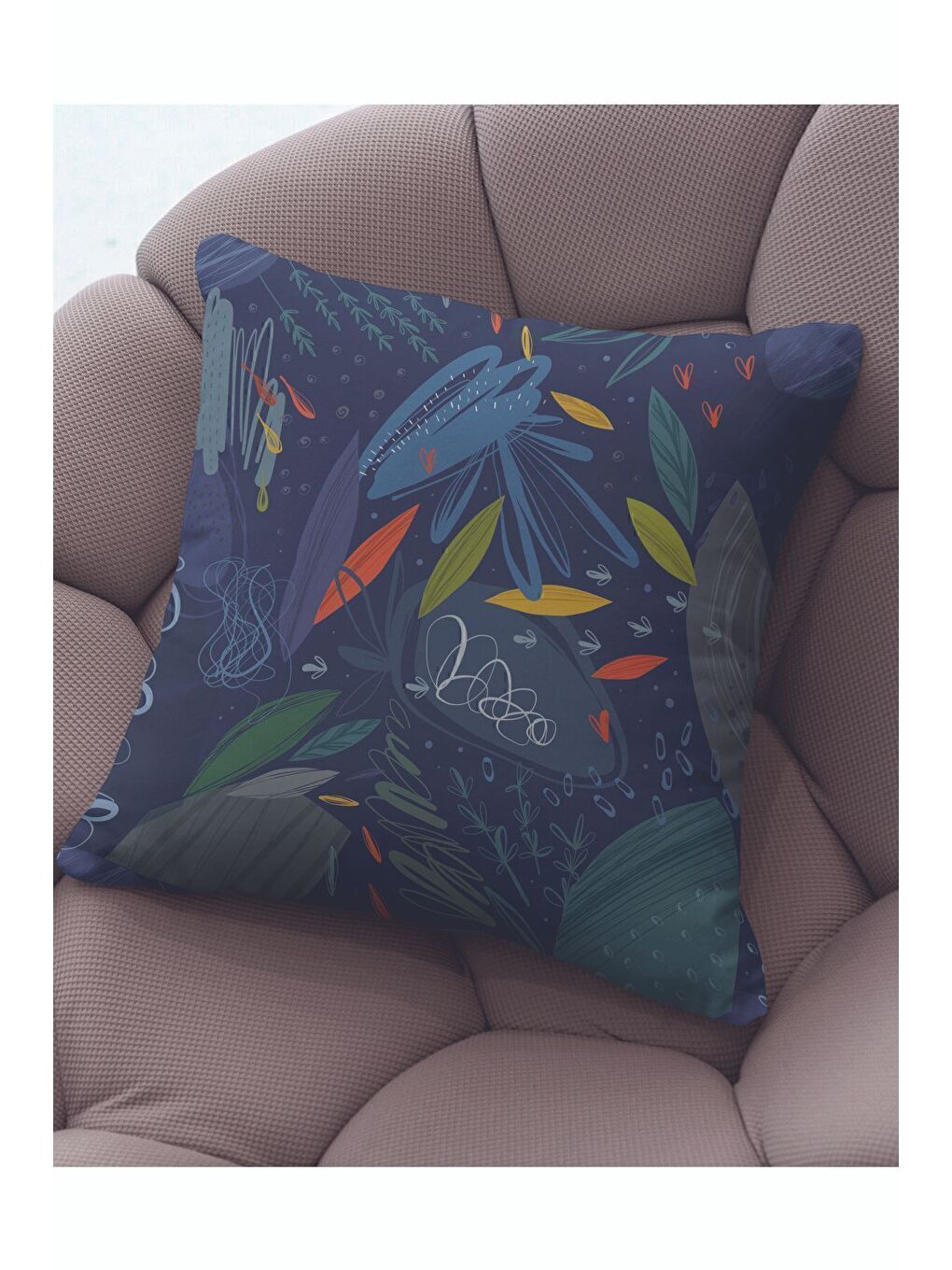 Mavi Kadife 43x43 Cm Kırlent Kılıfı Dekoratif Yumuşak Salon Soyut Deniz-1