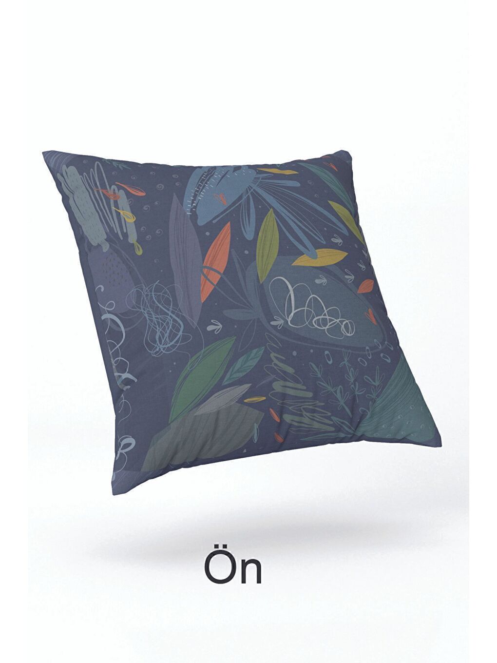 Mavi Kadife 43x43 Cm Kırlent Kılıfı Dekoratif Yumuşak Salon Soyut Deniz-2