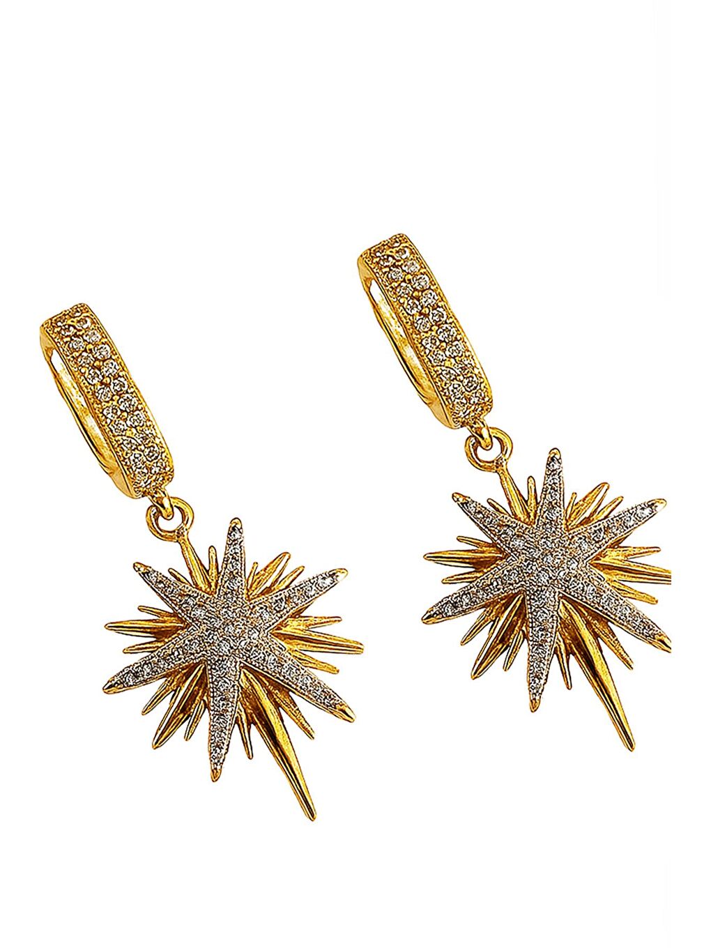 Sarı Sirius Yıldızı Sallantılı Küpe-4