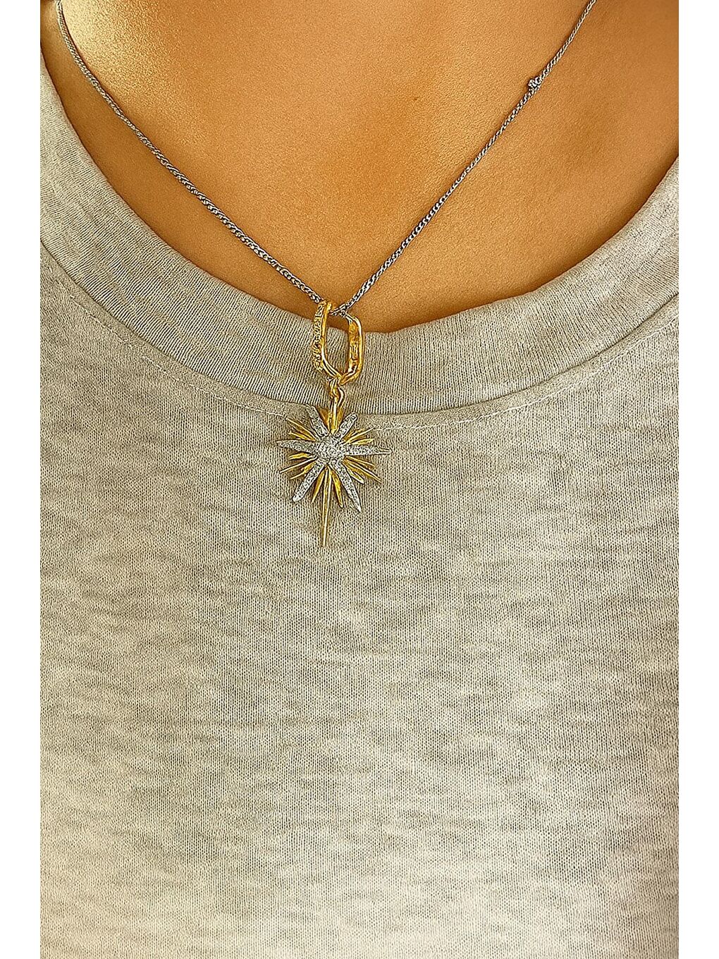 Sarı Sirius Yıldızı Sallantılı Küpe-5