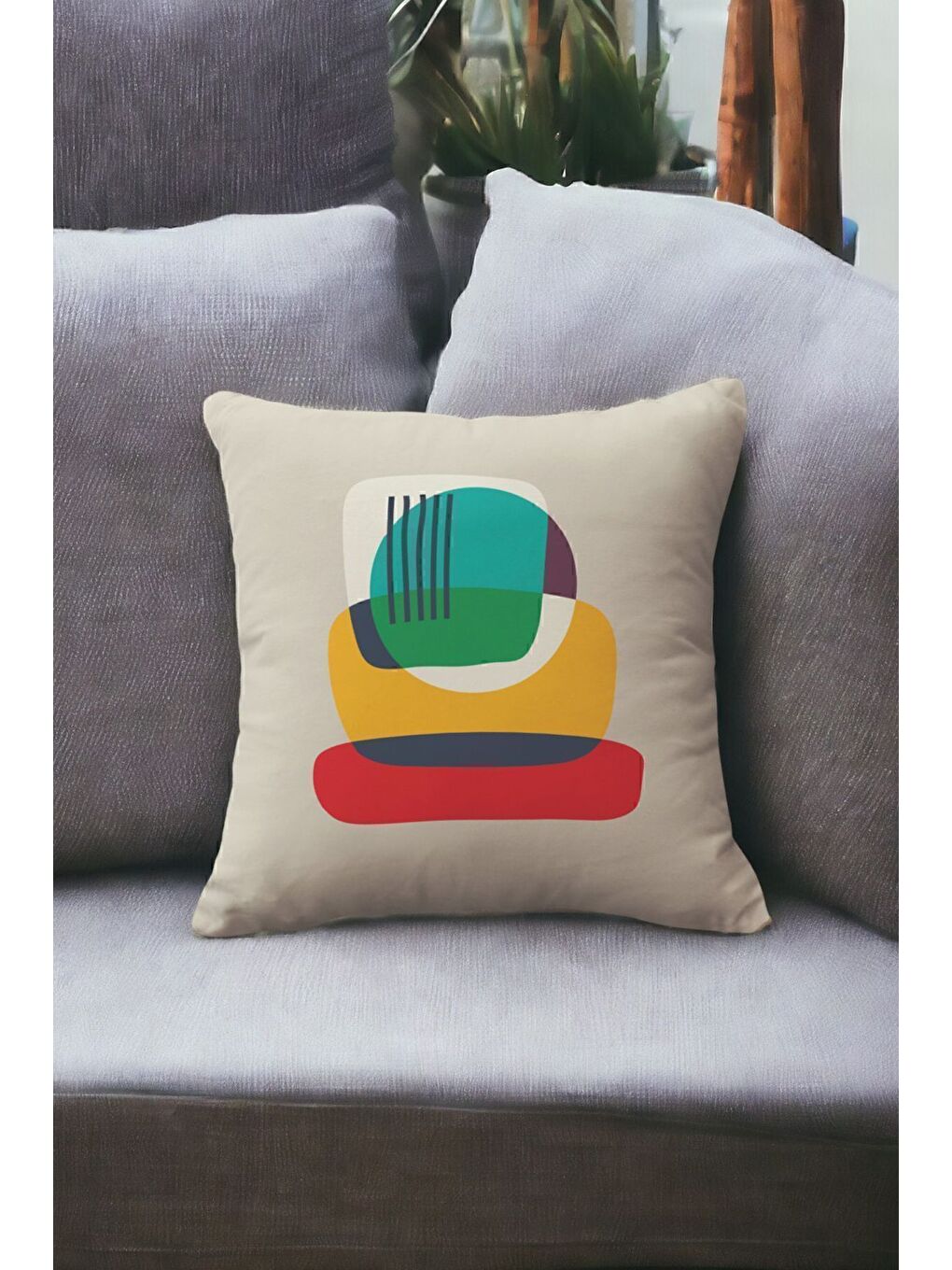 Bej Kadife 43x43 Cm Kırlent Kılıfı Dekoratif Yumuşak Salon Soyut