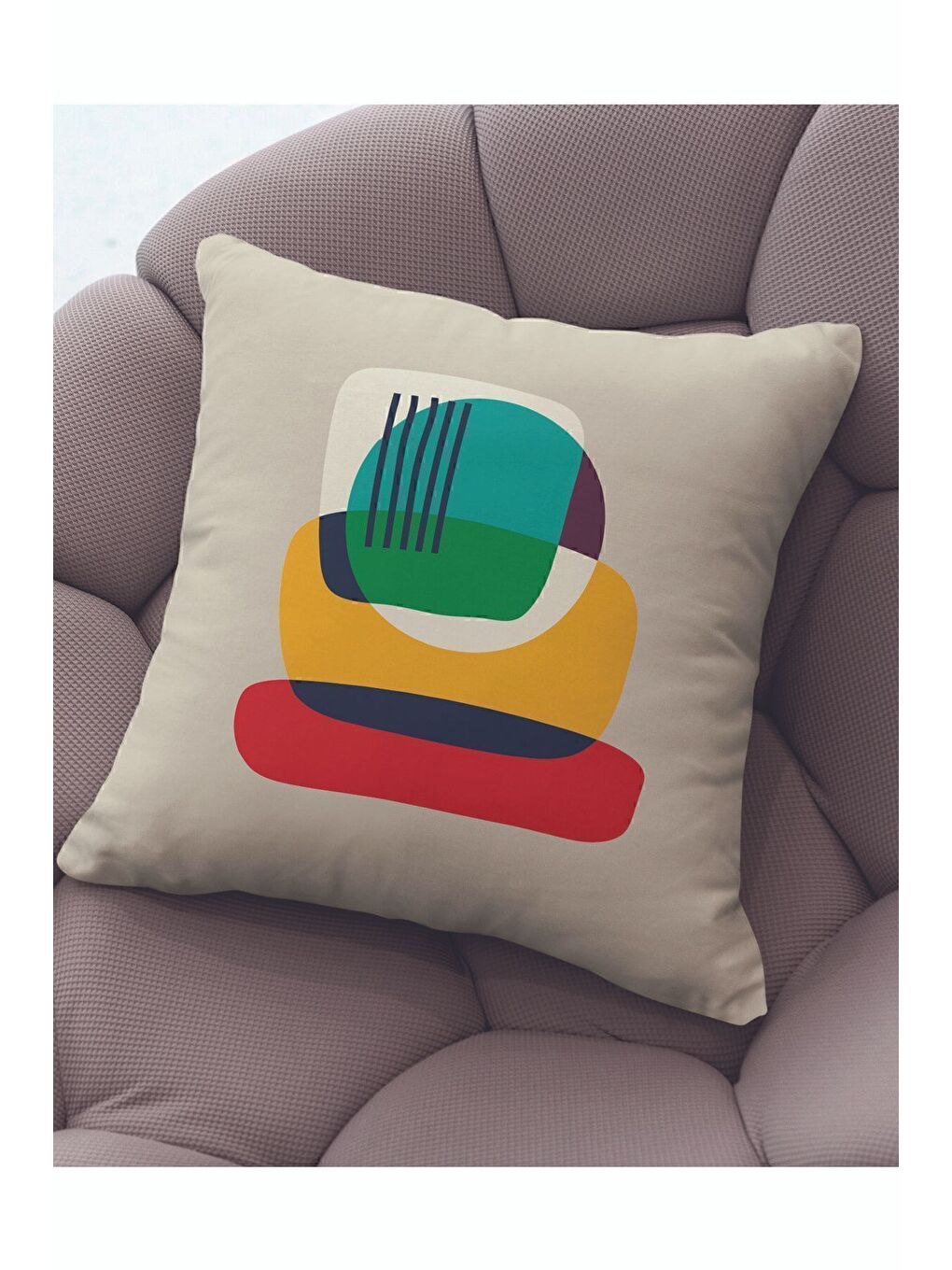 Bej Kadife 43x43 Cm Kırlent Kılıfı Dekoratif Yumuşak Salon Soyut-1