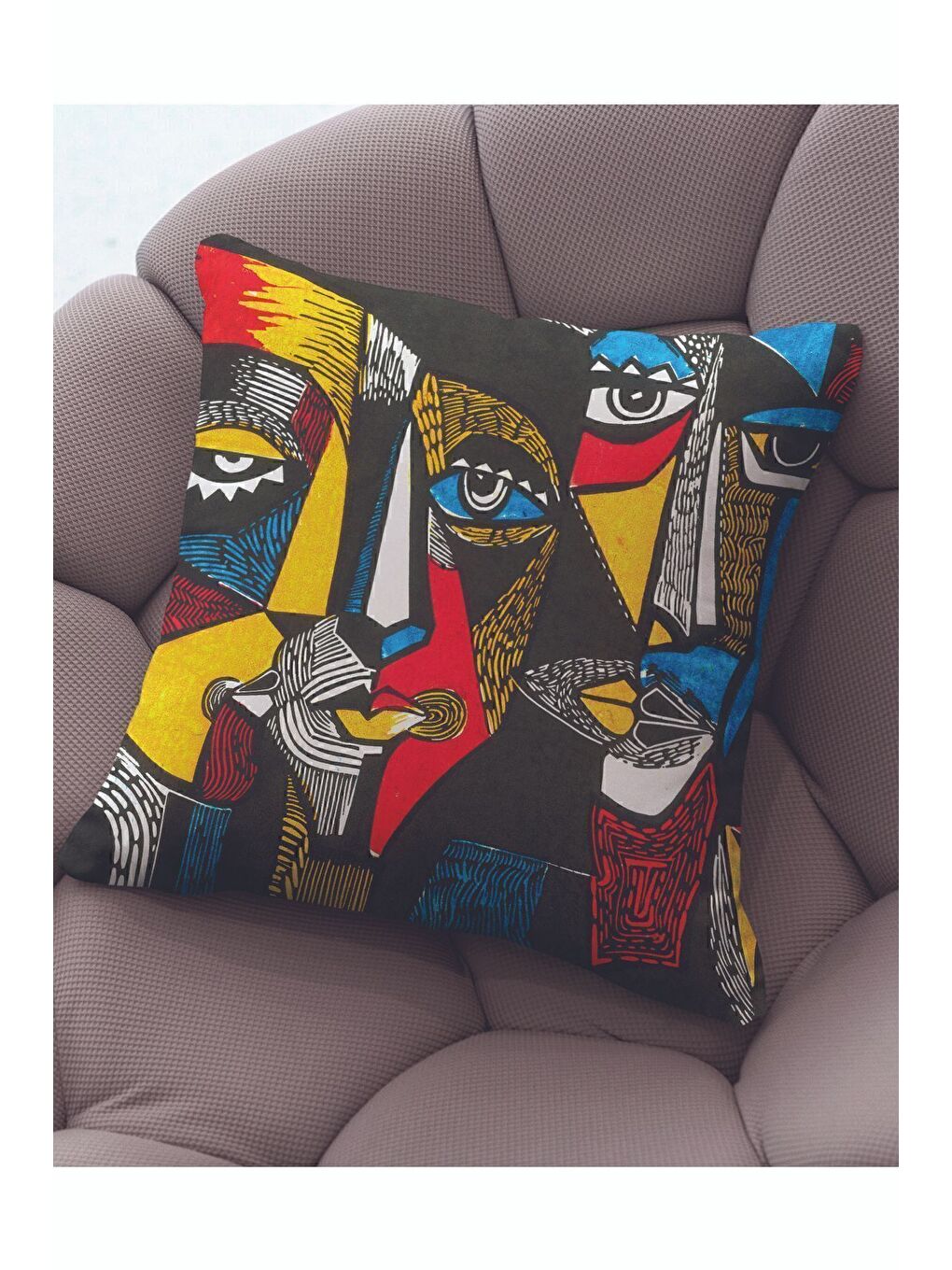 Kırmızı Kadife 43x43 Cm Kırlent Kılıfı Dekoratif Yumuşak Salon Soyut Yüz-1