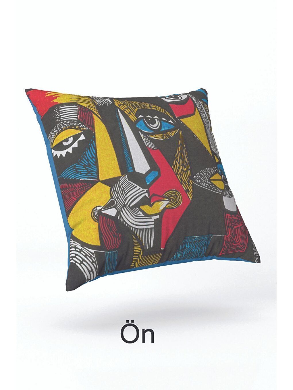 Kırmızı Kadife 43x43 Cm Kırlent Kılıfı Dekoratif Yumuşak Salon Soyut Yüz-2