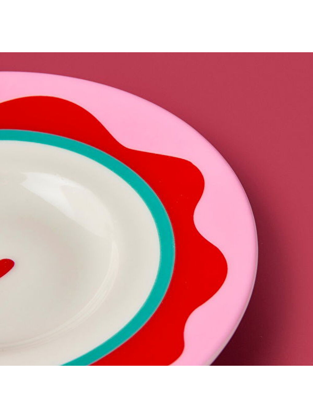 Kitchen Granny Çay Tabağı - Pembe / Kırmızı - 13 cm-3