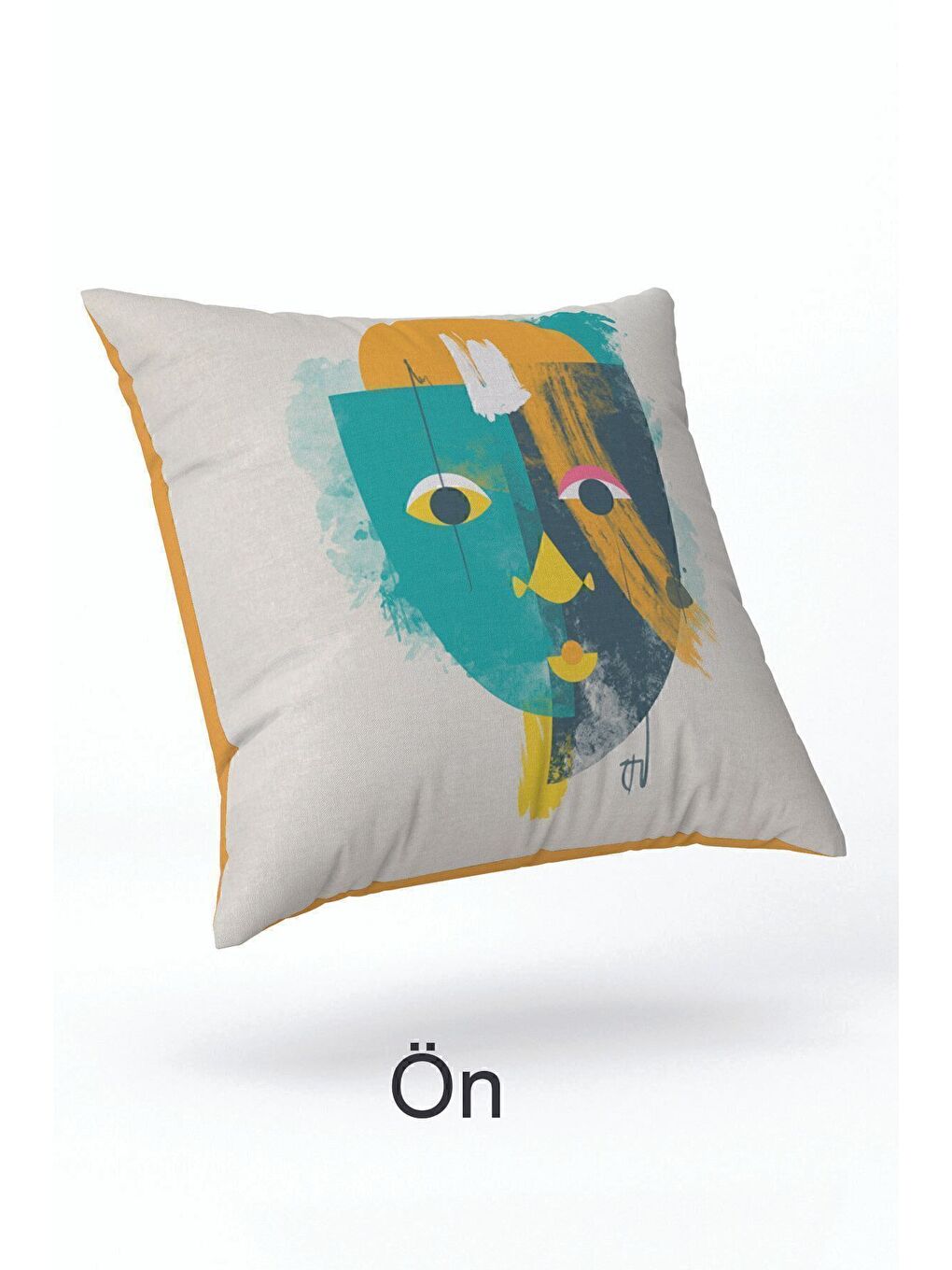 Yeşil Kadife 43x43 Cm Kırlent Kılıfı Dekoratif Yumuşak Salon Soyut Yüz-2