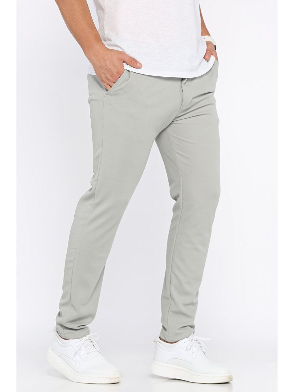 Gri Erkek Bel Bağlamalı Pantolon-1