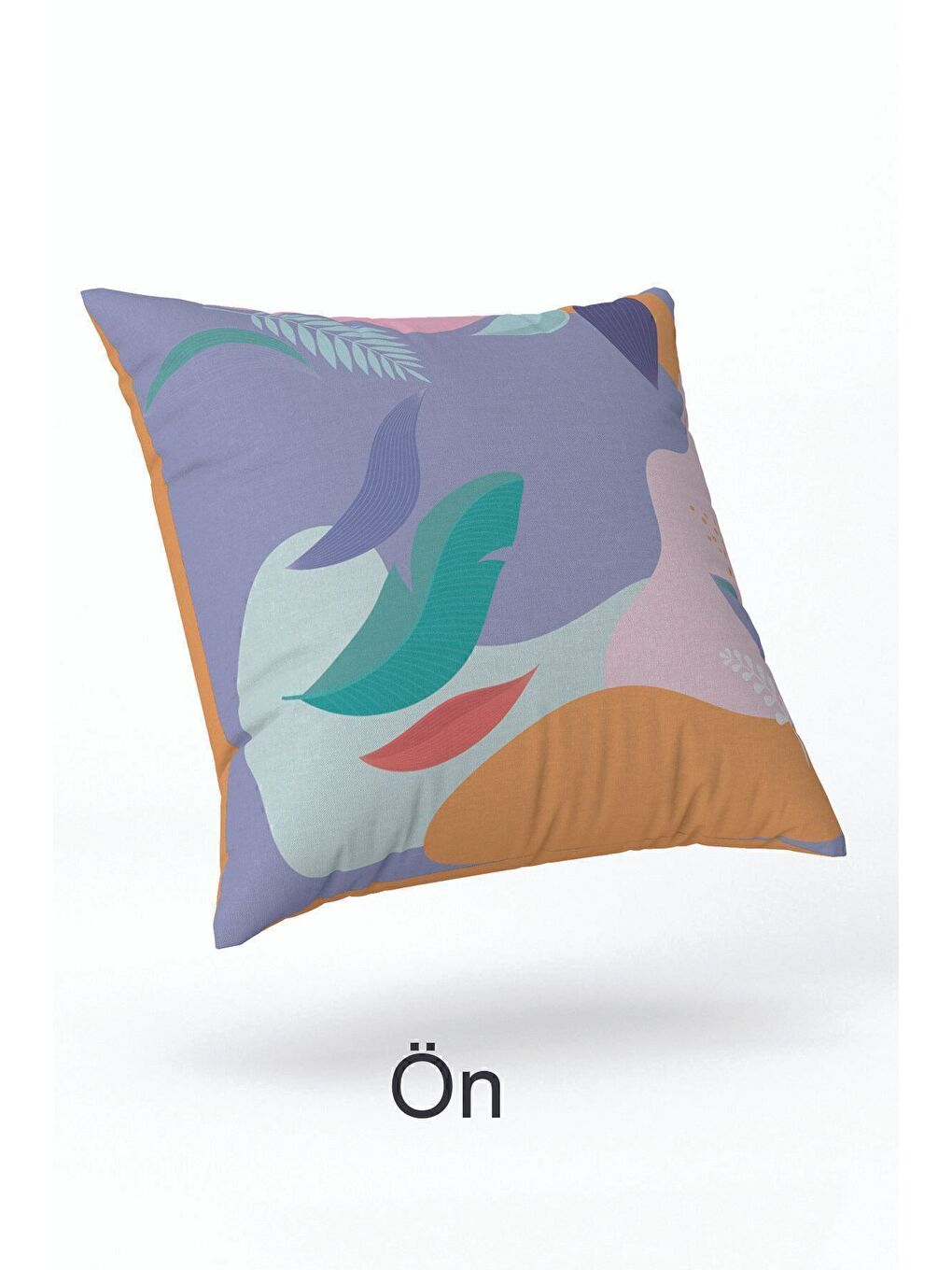 Lila Kadife 43x43 Cm Kırlent Kılıfı Dekoratif Yumuşak Salon Yaprak Soyut-2