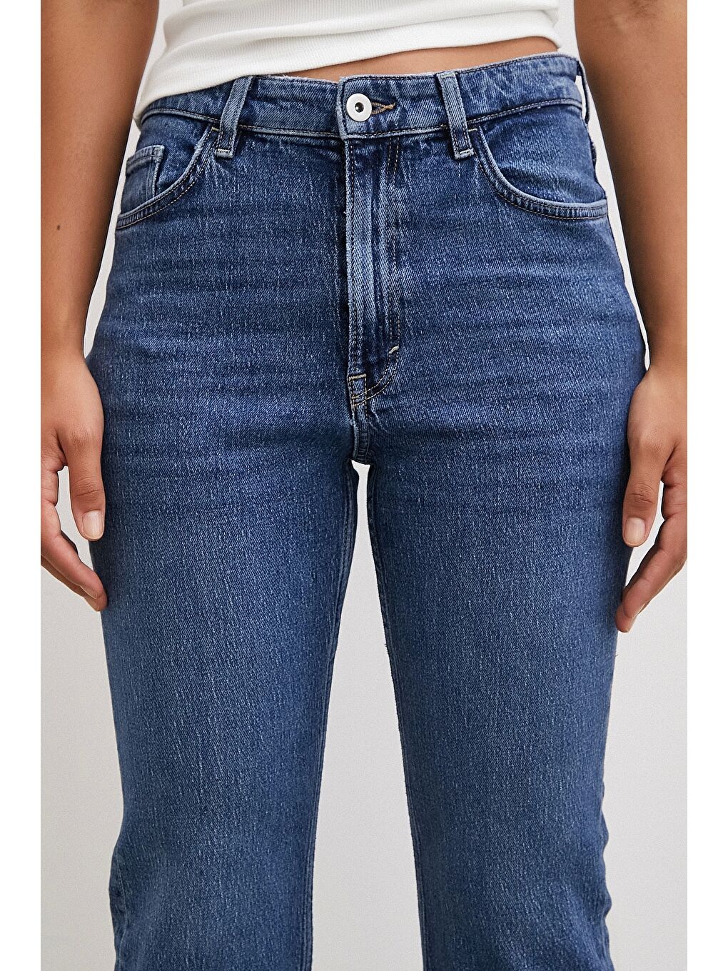 Yüksek Bel Regular Fit Jean Mavi-1