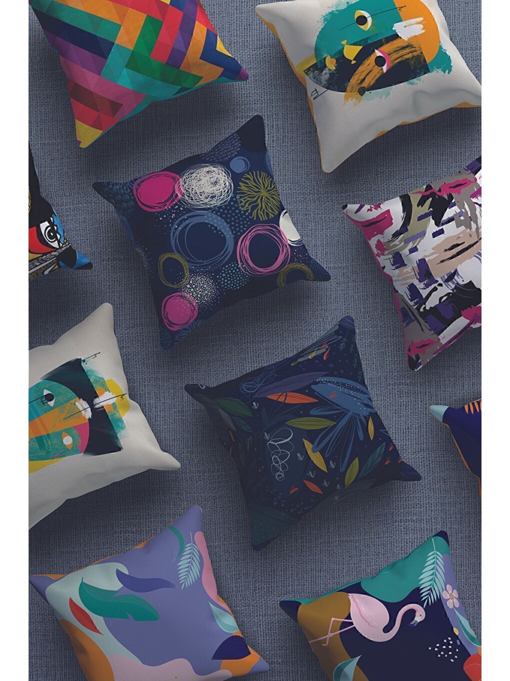 Lila Kadife 43x43 Cm Kırlent Kılıfı Dekoratif Yumuşak Salon Yaprak Soyut-4