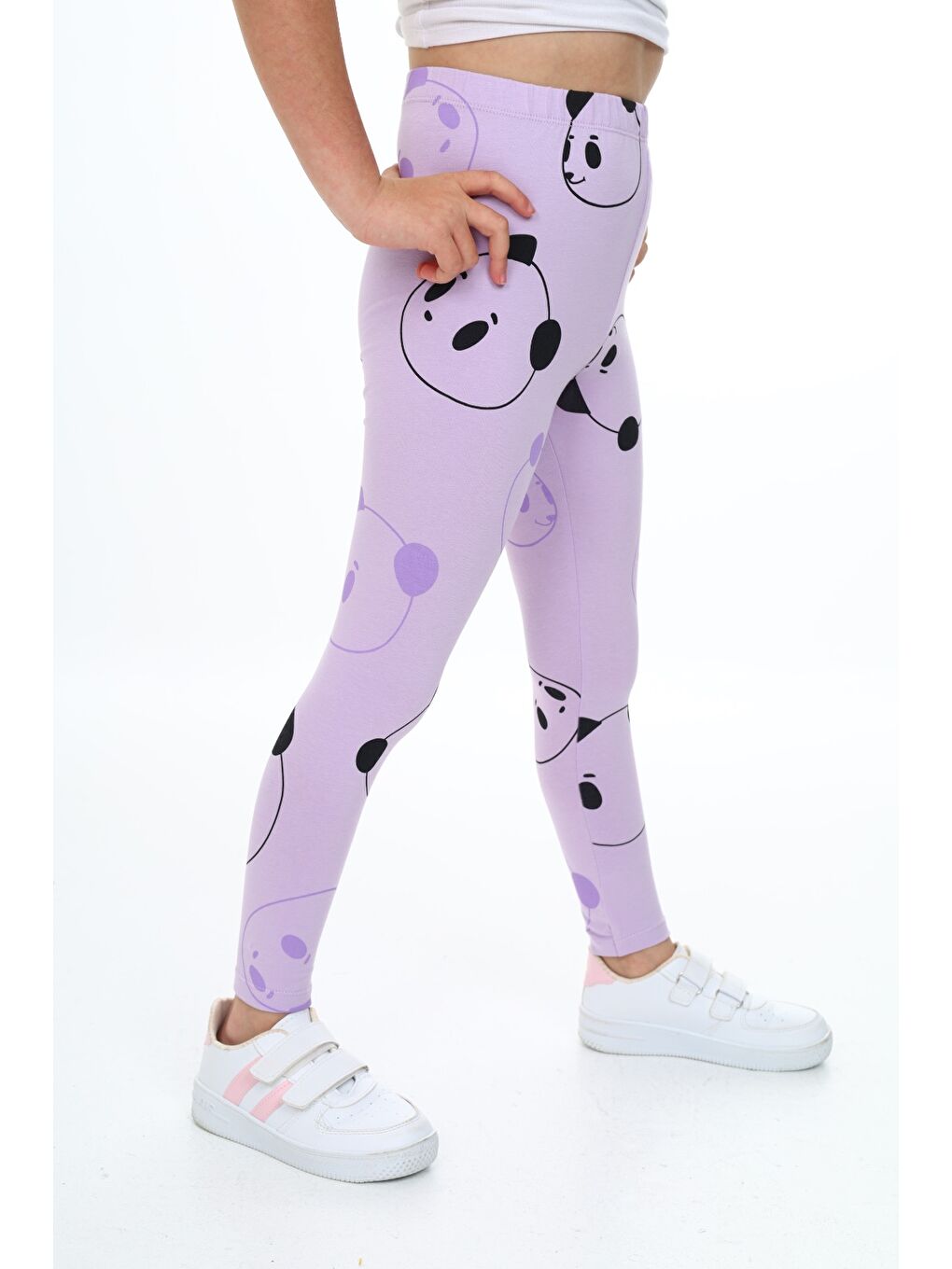 Lila Kız Çocuk Baskılı Tayt