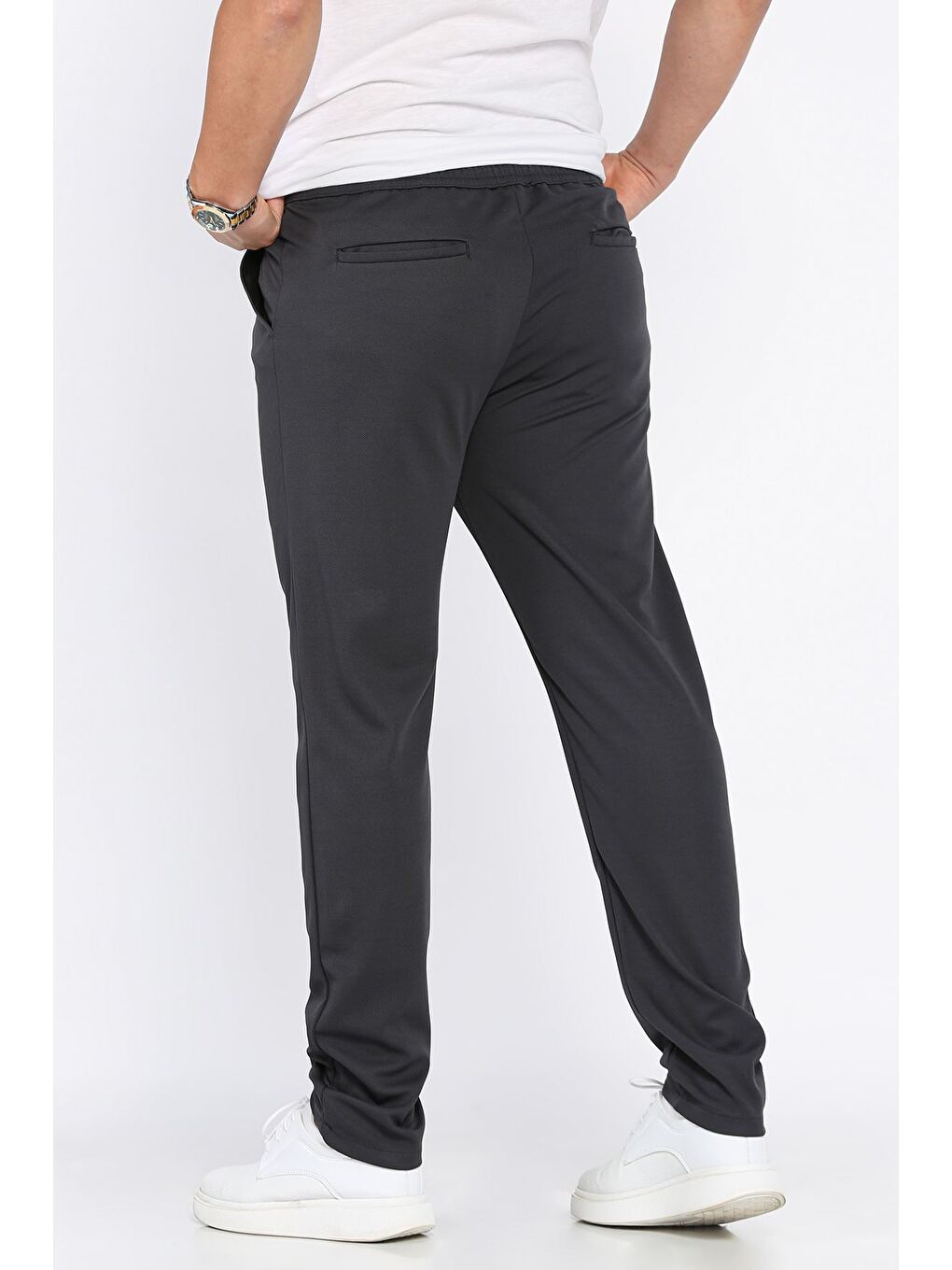 Gri Erkek Bel Bağlamalı Pantolon-2