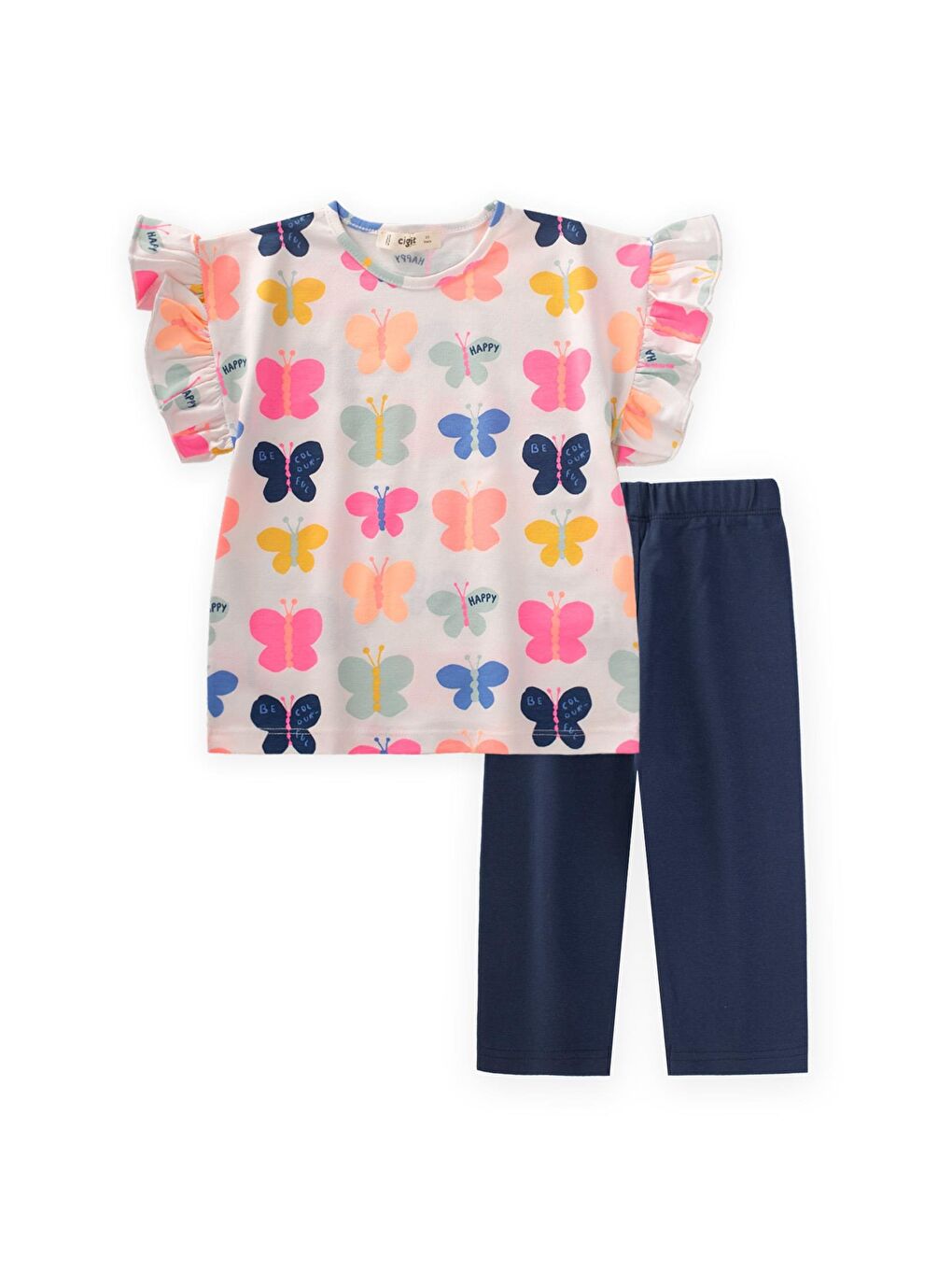 Ekru Kız Çocuk Baskılı Takım