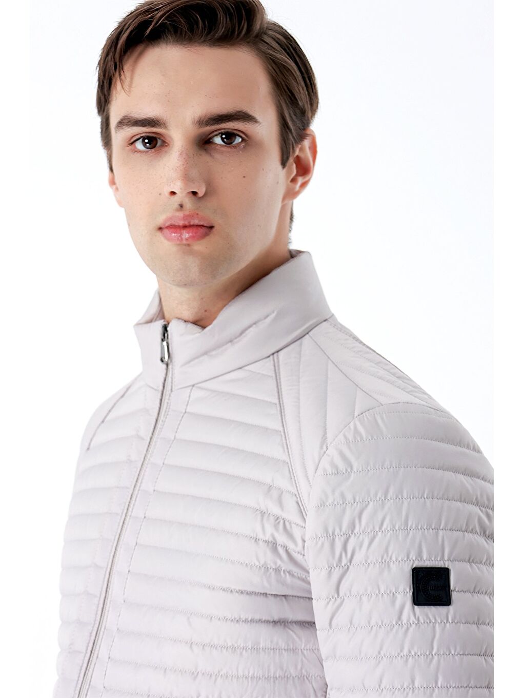 Bej Taş Rengi Kapitone Dolumlu Dik Yaka Astarlı Slim Fit Dar Kesim Casual Mont 1007235164-1